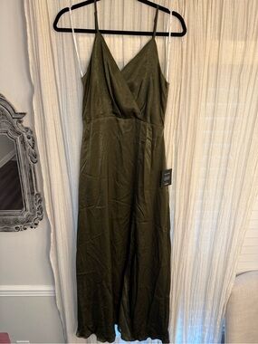 Lulu's Olive Green Satin Style Dress